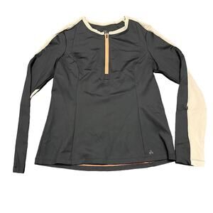 AETHER Women's‎ 1/2 Zip Sleeve Pocket Sweater in Black Medium Athletic